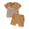 Kledingsets kupretty peuter babyjongen zomer kleding kleurblok streep streep korte mouw t-shirts shorts 6 9 12 18 24 maanden 2t outfits set