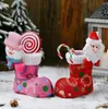 Cartoon Santa Snowman Head Botas de Natal Bolsa de Candros de Crianças de Crianças Ano Novo Casa Decorações de Árvores de Natal Pingente meias233S7429595