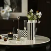 Vasos Casa Móstia Nórdica Nórdica Black e Branco Horizontal Cor Decoração de Decoração de Cerâmica Paintada Sala de Decoração