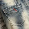 Летние мужские модные джинсовые шорты ретро высокий уличный стиль старая слабая подсадка короткие джинсы дизайн сплайсинга 98% хлопковой бренд 240410