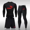 Ställer in herrsportdräkt MMA Rashgard MANA Snabbtorkning av sportkläder Komprimeringskläder Fitness Training Kit Underwear 3 -stycken Legging