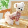 Ubrania z ubrania dla psów małe i średniej wielkości psy Śliczne duża różowa plaid para Pet Puppy Clothing