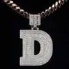 Lettera iniziale di moissanite personalizzata Sterling sterling sier name hip hop pendenti gioielli