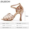 Scarpe da ballo Dileechi latino rinestone pelle di salsa in raso per donna tacco da ballo 9cm Lady Dancing Sneaker