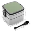 Dinnerware Green Bento Box Leak-Proof Square Lunch With Compartment Color Solid Plain