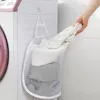 Laundry Bags Wall Mount Foldable Basket Large Capacity Organizer For Household Dirty Clothes Nylon Mesh Bag Toy Storage Hampers