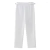 Calça de duas peças feminina 2024 Moda feminina de primavera branca um ombro tampo de rua High Street Zipper Ladies Ladies Chic Matching Conjunto