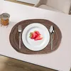 Table Mattes Plate-assiettes Protégeurs anti-échec de coton tissé élégant Coton Placemats Ellipse Design pour la maison
