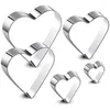 Bakningsverktyg 5 styckes hjärtformad kakskärare set valentin rostfritt stål valentins dag gåva