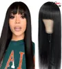 Straight Human Hair Wigs with Bangs Natural Black Peruvian Full Machine Made Wig for Black Women 1030Inch4196025