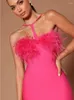 Lässige Kleider 2024 Rosenschwarze Farbe Frauen sexy Halfter des Schulterkörperkleides Mini Kleid Verband Mode Nachtclub Feiern Sie