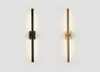 현대 간단한 선형 튜브 LED 벽 램프 위쪽 배경 반대쪽 벽 라이트 LED 침대 옆 구조 복도 Black Gold Led Sconce 211792691