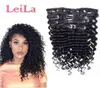 Virgin Hair Clip in Hair Extensions Deep Wave Curly Malaysian 70120g Full Head 7 Pieces One Set Hair Weft7301663