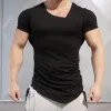 T-shirts lopende shirts mannen sport kleding mannen gym fitness workout bodybuilding tops tees short sheeve compressie sport shirt met korte mouwen