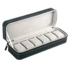 61012 Slot Watchbox Tragbare Reisezipper PU Leder -Aufbewahrungskoffer für Geschäftsreisen und Geschenke 240412