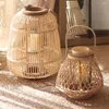 Candle Holders Bamboo Lantern Hand Woven Candlestick Holder Stand Holiday Party Desktop Decor Crafts