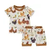 Clothing Sets Cute Summer Toddler Girl Shorts 2 Pcs Outfit Cartoon Hen Print Short Sleeve Round Neck T-Shirt With Set