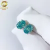 New designer style S925 silver Men's and Women's Alien Blue Green Oval VVS Pure Sier Earrings with moissanite diamond Hip Hop Earrings for gift party