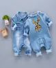 Spring Baby Toddler Long Rleeve Lapel Obroczek jeansy jeansy żyrafowe wzór Rompers Rompers Kids Joks SUPSUIT ROOPAS de Bebe Ly086339126