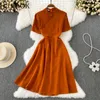 Sukienki imprezowe gagaok w chińskim stylu sukienki kobiety 2024 Summ solid stojak guzika elegancka midi vintage moda elegancka dzikie vestidos