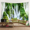 Tapisserier plus size vägg tapestry vacker skog hängande vattenfall hd landskap strandhandduk natur tentur väggmålning polyester matta 95x73cm