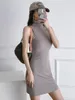 Casual Dresses Sleeveless Turtleneck Stretch Bodycon Sexy Spring And Autumn Dress