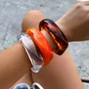 Ingemark Vintage Coloful Irregular Acrylic Resin Chunky Bangles for Women Kpop Geometric Charm Bracelets Couple Jewelry Pulseras 240412