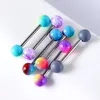 6PCS Paint Tongue Piercing Lot Stainless Steel Glitter Rings Barbell Bulk Sexy Nipple Bars Set Jewelry 240407