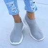 Casual Shoes Women's Sneakers 2024 Fashion Beskable Solid Color Women glid på Sock Ladies Flat Woman