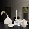 Candle Holders Northern Europe Simple Plain Porcelain Candlestick Tabletop Ornaments Art Homestay Cafe Decoration Holder