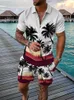 Summer Hawaii 3D Print Polo Shirts Shorts Set Mens Fashion Overdimensionerade Short Sleeve Shirt Pants Set Suits Man Tracksuit Clothing 240329