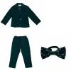 Trousers Boys Dark Green Formal Wedding Party Suit Children Blazer Vest Pants Tie 4 Pcs Tuxedo Kids Performance Photography Dress Costume