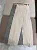 Pantaloni a due pezzi da donna abito di lino casual fissata in alto in vita