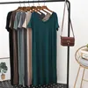 Party Dresses LERFEY Summer Dress Women Casual T Shirt Black Solid Split V Neck Loose Midi Vestidos Clothings