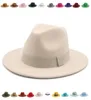 Brede rand hoeden fe vrouwen winter voor lintband heren klassieker beige bruiloft kerk bowler cap chapeau femme 2209165015961