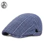 FS Plaid Vintage Berets Cap for Women Black Blue Flat Cap Men Summer Cotton Newsboy Caps Chapeau Ivy Gatsby Hat Peaky Hats7831288