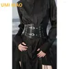 Belts UMI MAO Retro Strap Leather Waist Closure Accessories Unisex Buckle Loop String Wide Belt