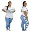 5xl plus size tracksuits feminino casual camiseta floral e calça de duas peças