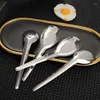Cucchiai 1-5 pezzi in acciaio inossidabile cucchiaino da cucchiaino da cucchiaino da cucchiaio rice cucchiaio dessert pazzola per impasto lungo set da tavolo da cucina utensile da cucina