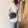 Shoulder Bags Europe And The United States Fashion Texture Women's Bag Solid Color Messenger Small Round Mobile Phone #30