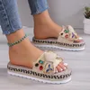Slippers Water Diamond Women Indoor Outdoor 2024 Thick Sole Fashion Comfortable Gem Flat Shoes Rope Casual