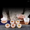 Koppar tefat utsökta vita jade porslin tekoppskålar master teaware personlig glas singel kopp kinesisk pu'er te set