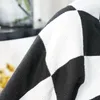 Koce Sofa na szachownicę Sofę Ręcznik Czarny i biały rzut siatką do salonu koc dekoracyjny bawełniany nić tkana