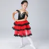 Scen Wear Professional Romantic Long Kjol Black Red Adult Adult Children's Ballet Performance Dress