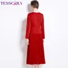 Lässige Kleider Tesscara Frauen Spring Elegantes Faltenkleid hochwertige Büro -Cocktailparty Robe Vintage Designer formelle Anlässe Vestidos