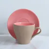 Mokken Creative Coffee Cup en Saucer Set Color Block Maceramic European Mok Frosted Office Paar theedrankjesware