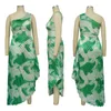 Casual Dresses Ladies Tie-Dyed Sleeveless Oblique Shoulder Fit Asymmetric Flared Dress Summer Street Stunning