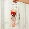 Decorative Flowers Carnation Crochet Flower Bouquet Handmade Finished Immortal Artificial Wedding Party Decor Teachers' Day Gift