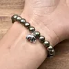 Strand Natural Pyrite Engraved Beads Lucky Elephant Charm Bracelet For Women And Men Animal Elements 8MM