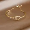 Bangle Korea&Japanese Delicate Hollow Heart Charm Bangles For Women Fashion Brand Jewelry Crystal Twist Bracelets Accessories